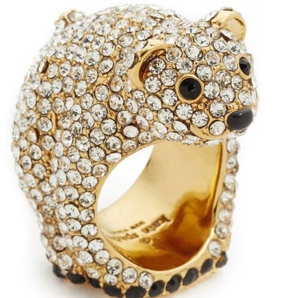 kate spade Jewelry - Kate Spade Cold Comforts Polar Bear Arctic Cocktail Ring Pave Jeweled Size 6